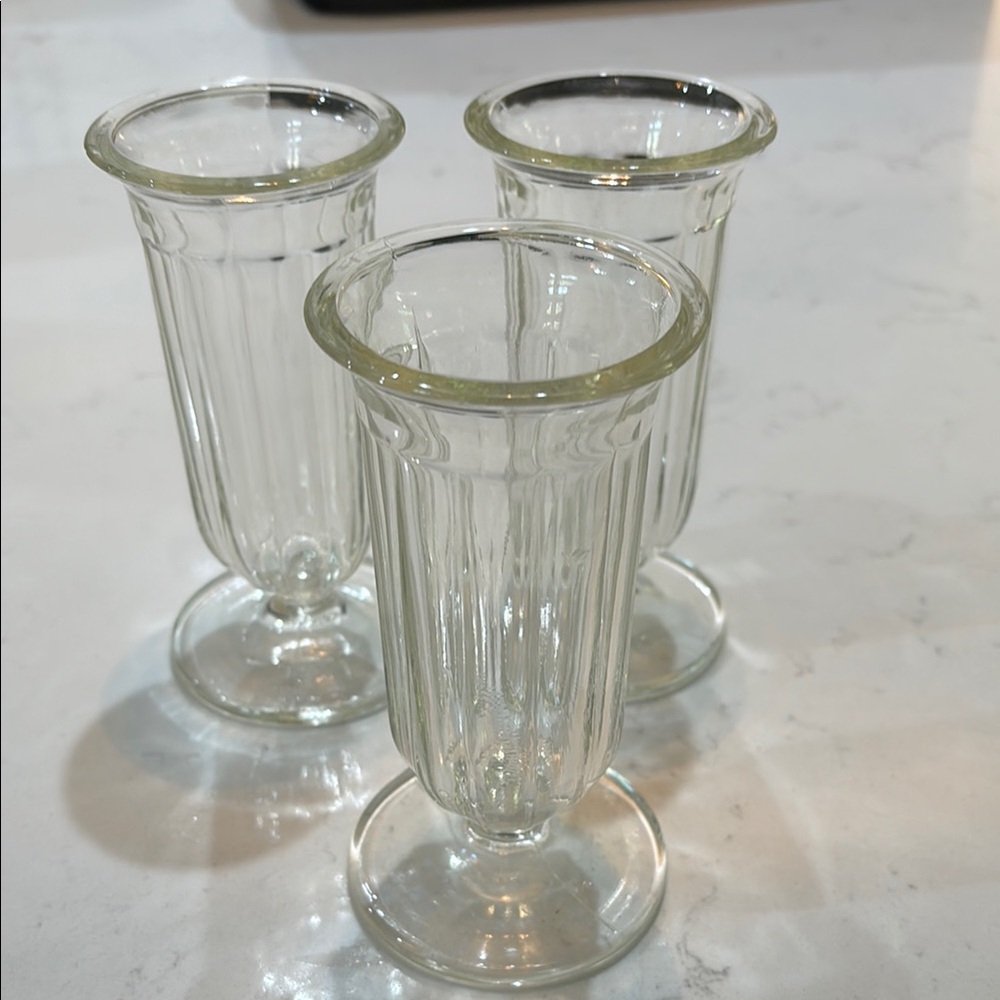 Elegant Clear Glass Dessert Cups Trio